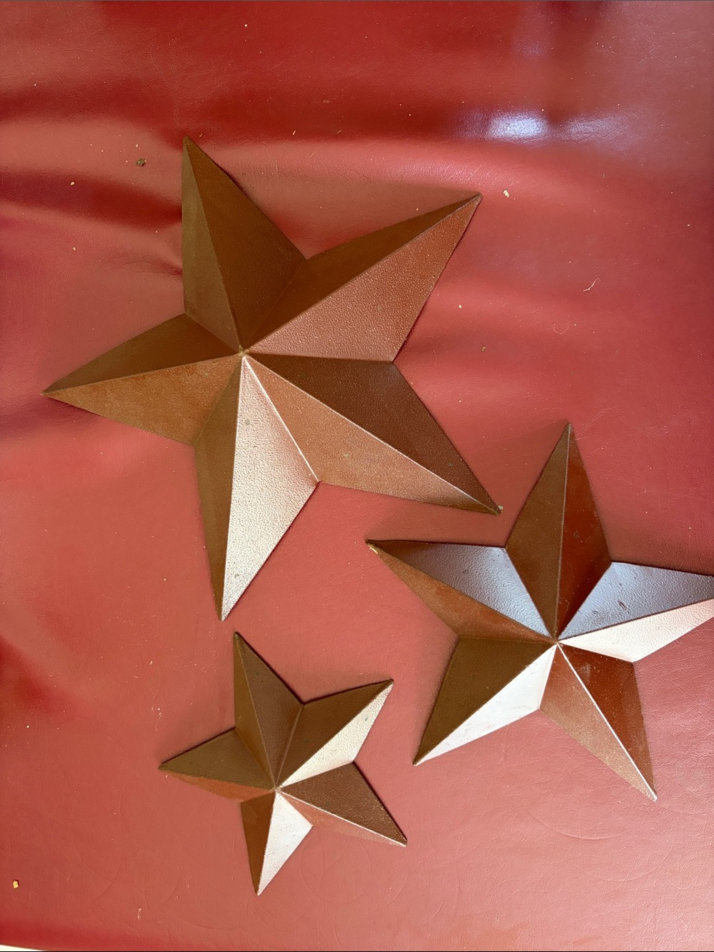 Rust Brown 3-Piece Decorative Metal Star Set - Home Art